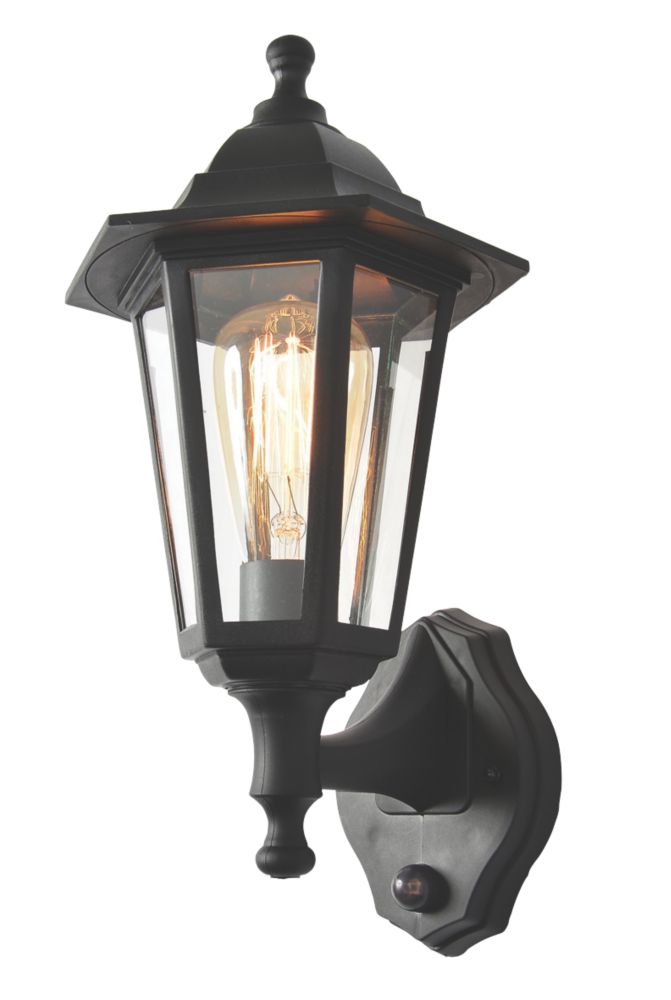 Zinc Matt Black ES PIR Wall Lantern Light PIR Security Lights Screwfix.com